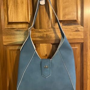 Portland Leather Deep Lagoon flora shoulder bag